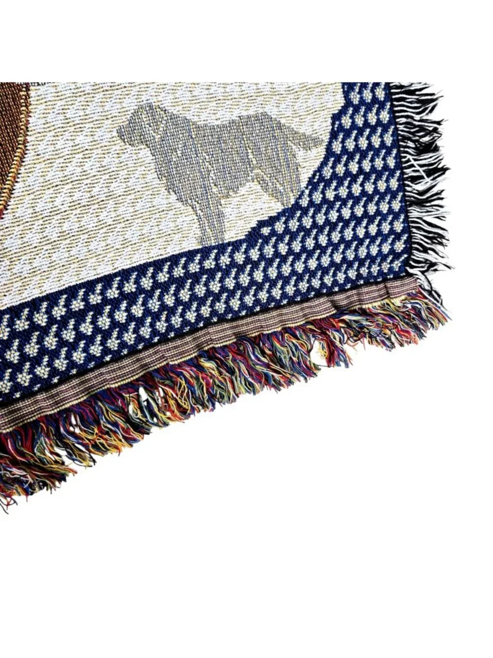 Golden Retriever Tapestry Throw Blanket Woven Design Fringed Edges Dog Lover Gif